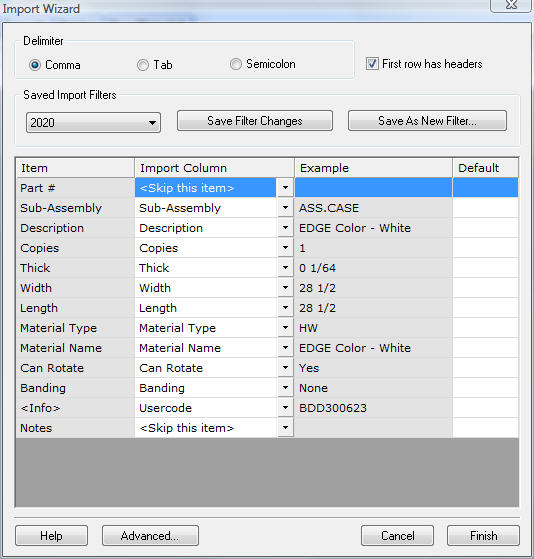 import wizard setup for 20/20