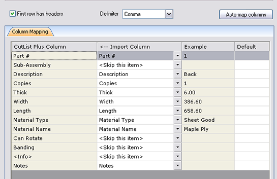 import wizard setup for CabMaker32