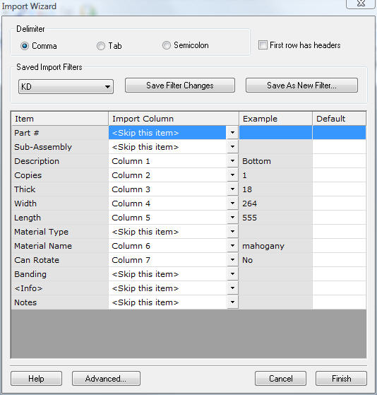 import wizard setup for KitchenDraw