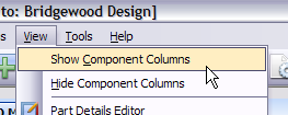 view menu, show component columns