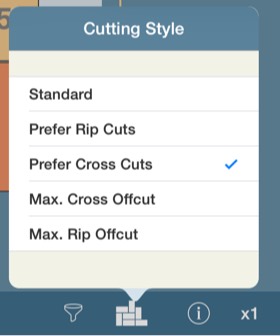 cutting styles popup menu