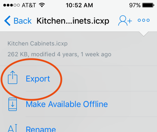 dropbox export button
