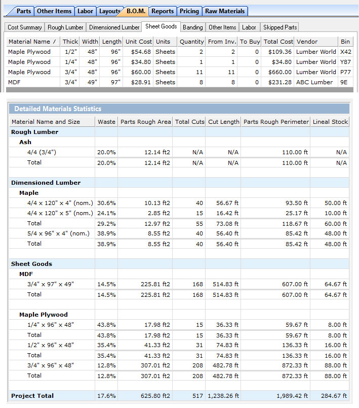 plywood cut optimizer window