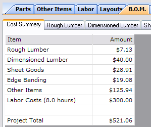 BOM Summary screen